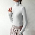 thumbnail image 2 of IROINNID Women's Four-Seasons Stretch Undershirts Double-sided Long Sleeve Turtleneck Lightweight Soft Underscrubs Solid Versatile Tops,White, 2 of 5