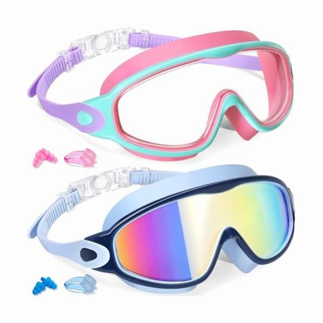 Chenchen 2 Pack Kids Swim Goggles for 3-15 UV Protection Anti-Fog Pool Water Swimming Goggles For Boys Girls Youth Toddler