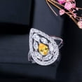 thumbnail image 2 of Yellow Pear Cut Cubic Zircon CZ Women Ring Luxury Silver Plated Fashion Jewelry, 2 of 9