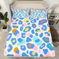 thumbnail image 2 of jejeloiu Colorful Leopard Pattern Twin Sheet Sets,Wild Cheetah Animal Twin Fitted Sheet,Blue Pink Orange Flat Sheet For Girl Kids,Luxury Bedroom Decor,3 Pieces, 2 of 7