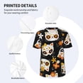 thumbnail image 3 of Zufioo Cat Skulls and Flowers Print Men's Baseball Short Sleeve, Moisture Wicking Button-Down Hip Hop Tee-Medium, 3 of 7