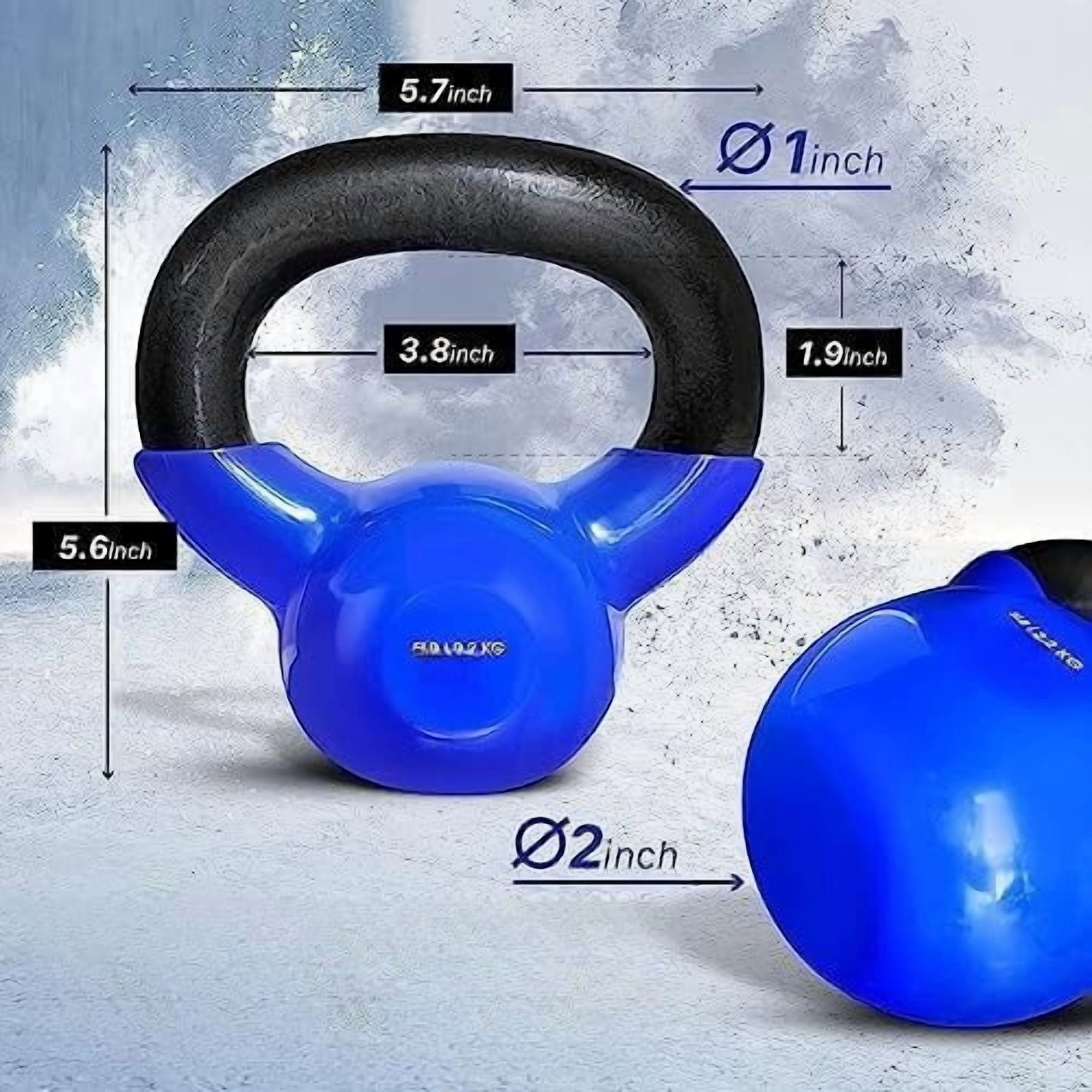 Kettlebell, 5-100 LB Vinyl Coated Cast Iron Strength Training Kettlebells for Home Gym Exercises, Fitness, Full Body Workout Equipment, Push Ups, and Grip Strength