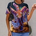 thumbnail image 6 of Octopus in The Mysterious Ocean Womens Tops Women's Fashion Casual Short Sleeve Flower Print Round Neck Pullover Top Blouse, 6 of 6