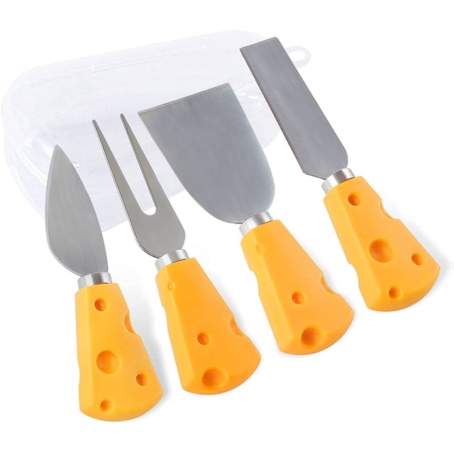 Cheese Knife Four-piece Set,Complete Series of Stainless Steel Small Cheese Knives and Forks(Gift-Ready),Rust-roof Multi-purpose Kitchen Tableware for Cutting Cheese, Cakes, Bread, Fruit