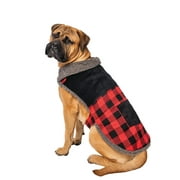 Vibrant Life Red And Black Buffalo Plaid Pet Jacket With Patch Pocket, Corduroy Trim, and Sherpa Lining, For Dogs & Cats, Extra-Large