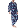 thumbnail image 2 of Lsque Silhouette Cats Pattern Long Sleeve Pajama Set for Men - Soft 2-Piece Sleepwear and Loungewear Set with Pockets, Comfy Nightwear-Medium, 2 of 7