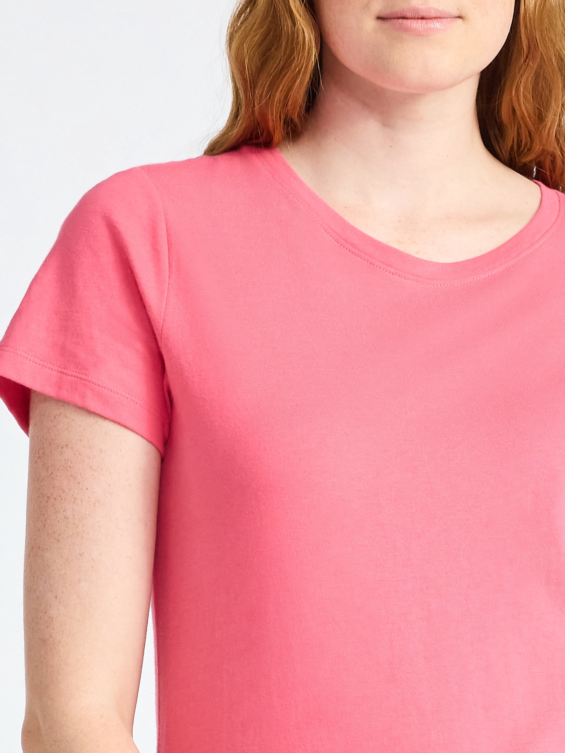 Time and Tru Women's Cotton Crewneck Tee with Short Sleeves, Sizes XS-XXXL