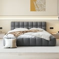 thumbnail image 2 of MODERNLUXE Queen Size Upholstered Platform Bed Frame with Thick Headboard, Linen Fabric Grounded Bed with Solid Wood Frame for Bedroom,No Box Spring Needed,Gray, 2 of 8