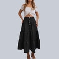 thumbnail image 2 of Angala Ladies Skirts High Waist Tiered Maxi Skirts Solid Summer Flowy Lightweight Streetwear Holiday Casual Womens Skirts Size M Black, 2 of 5