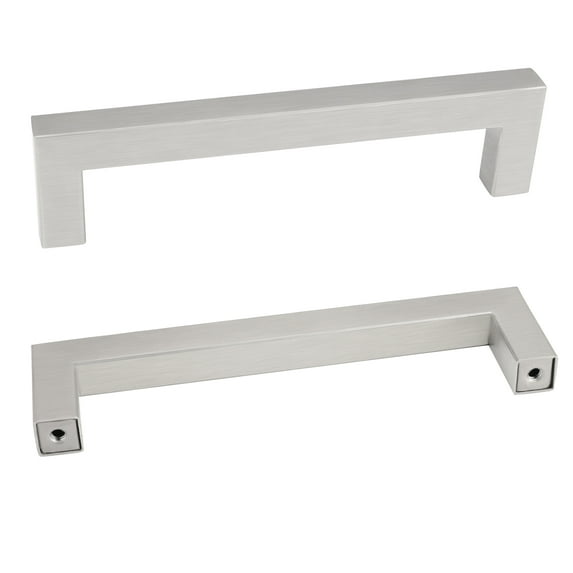 Homdiy 10 Pack Cabinet Handles Square Brushed Brass Drawer Pulls For Kitchen Cabinet Door Hardware Bathroom Bedroom Handles,5inch Hole Centers