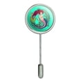 thumbnail image 1 of Mermaid Holding Trident Circle Art Nouveau Kelp Stick Pin Stickpin Hat Brooch, 1 of 5