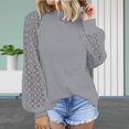 thumbnail image 3 of LYXSSBYX Womens Long Sleeve Dress Hot Sale Clearance Ladies Fashion Round Neck Lace Hollow Long Sleeve Casual Loose Top Pullover, 3 of 7