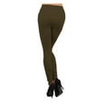 thumbnail image 3 of NYFASHION101 Women's Solid Color Seamless Fleece Leggings, Army Green, 3 of 3