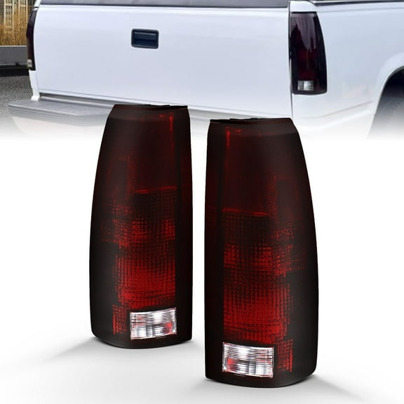 for 1988-2000 Chevy GMC C/K Silverado Sierra Pickup Tahoe FullSize Blazer Suburban OE Dark Red Rear Brake Lamp Replacement Tail Lights Assembly Pair - Driver and Passenger Side