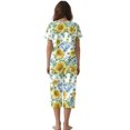 thumbnail image 2 of DISNIMO Sunflower Floral Printed Womens Pajama Sets Casual Sleepwear Summer 2 Piece Lounge Set Summer Tops and Capri Pant Pjs for Home, 4XL, 2 of 7
