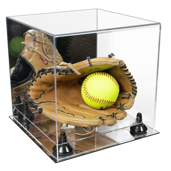 Better Display Cases Acrylic Versatile Display Case - Medium Square Box with Mirror Case, Black Risers and Mirror Base 11" x 11" x 11" (A001/V01)