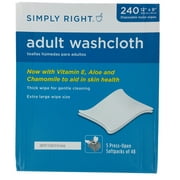 Item Simply Right Adult Washcloth Disposable Moist Wipes 12" x 8" - 240 ct