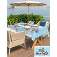 thumbnail image 4 of Outdoor Tablecloth with Umbrella Hole and Zipper, Blue Christmas Trucks Rectangle Table Cloth 60x102 Inch Waterproof Tablecloth, Xmas Tree Winter Gifts Snowflake Picnic Table Cover for Patio Camping, 4 of 7
