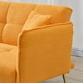 thumbnail image 6 of Futon Double Sofa Bed, 2 in 1 Upholstered Teddy Fleece Loveseat Sofa with Adjustable Backrest for Living Room Bedroom Office Apartment Compact Couch (Yellow), 6 of 9