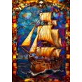 thumbnail image 3 of Cuadro de lienzo con vitrales de fantasía, póster vintage de calavera y dragón con caballero dorado, impresión artística para pared, imagen para sala de estar, decoración del hogar, 3 of 5