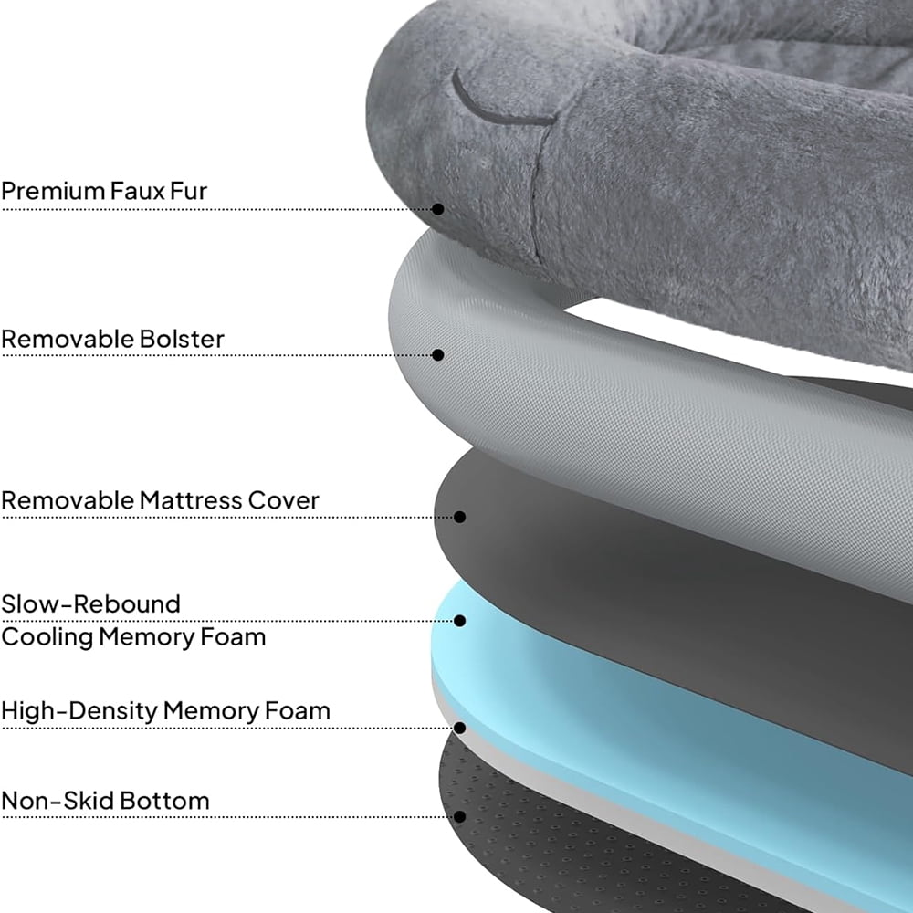 unipaws Cooling Human Dog Bed for Adult, All Season Summer Winter Giant Extra Large Human Size Pet Bed with Removable Cooling Pad