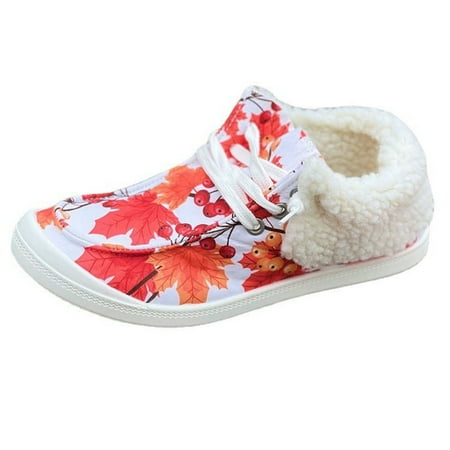 

ZXHACSJ Women s Shoes Plush Casual Women s Flat Bottom Warm Woolen Women s Cloth Shoes Red 39