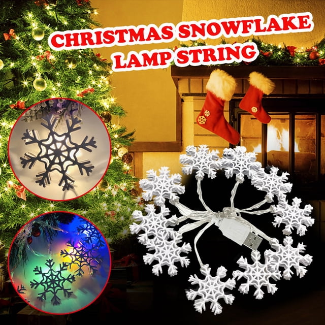 Xihbxyly Guirnalda de Luces Led con Forma de Copo de Nieve, Decoración para Árbol de Navidad, Impermeable, para Uso En Interiores y Exteriores, Diseño Flexible, Ideal para Navidad, 1,65 M, 10 Luces