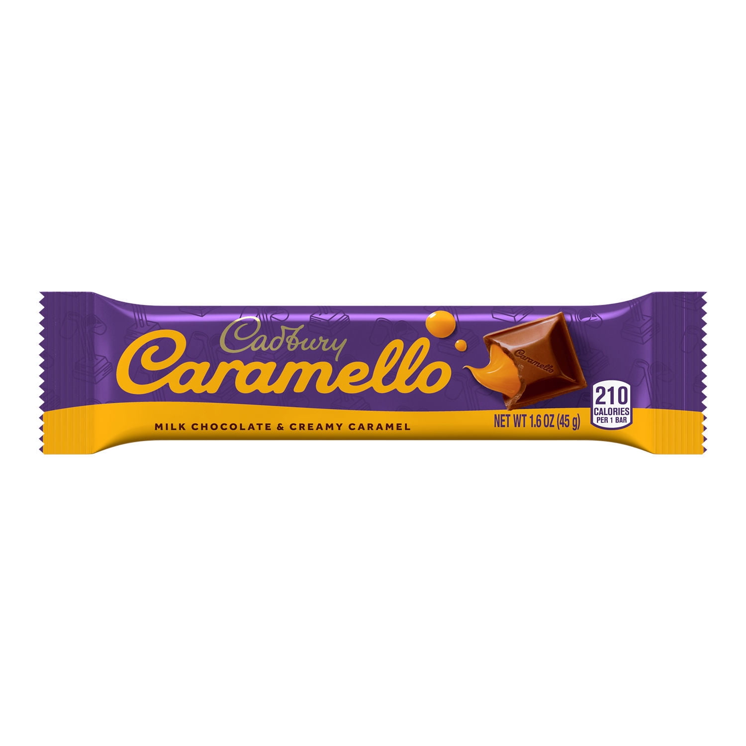 Cadbury Caramello Milk Chocolate Caramel Candy, Bars 1.6 oz, 18 Count