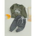 thumbnail image 4 of Toddler Baby Boy Fall Winter Clothes Outfits 6M 12M 18M 24M 3Y Letters Crewneck Sweatshirt Tops Jogger Pants Sets Sweatsuit, 4 of 9