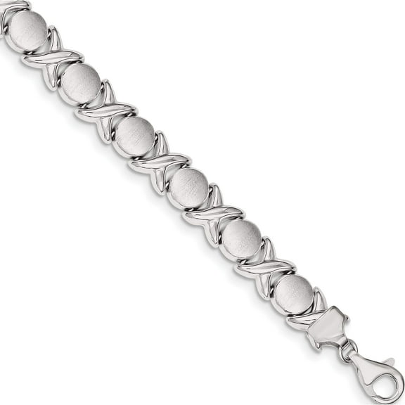 Sterling Silver Polished And Satin X O Bracelet (8 9) Made In Italy qg3306-7