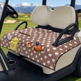thumbnail image 3 of Psesaysky Golf Cart Seat Covers, Portable Golf Cart Seat Towel Blanket with 4 Front Pockets & Handle Fits for EZGO, Yamaha, Club Car Front Seats (Brown Polka Dots), 3 of 8