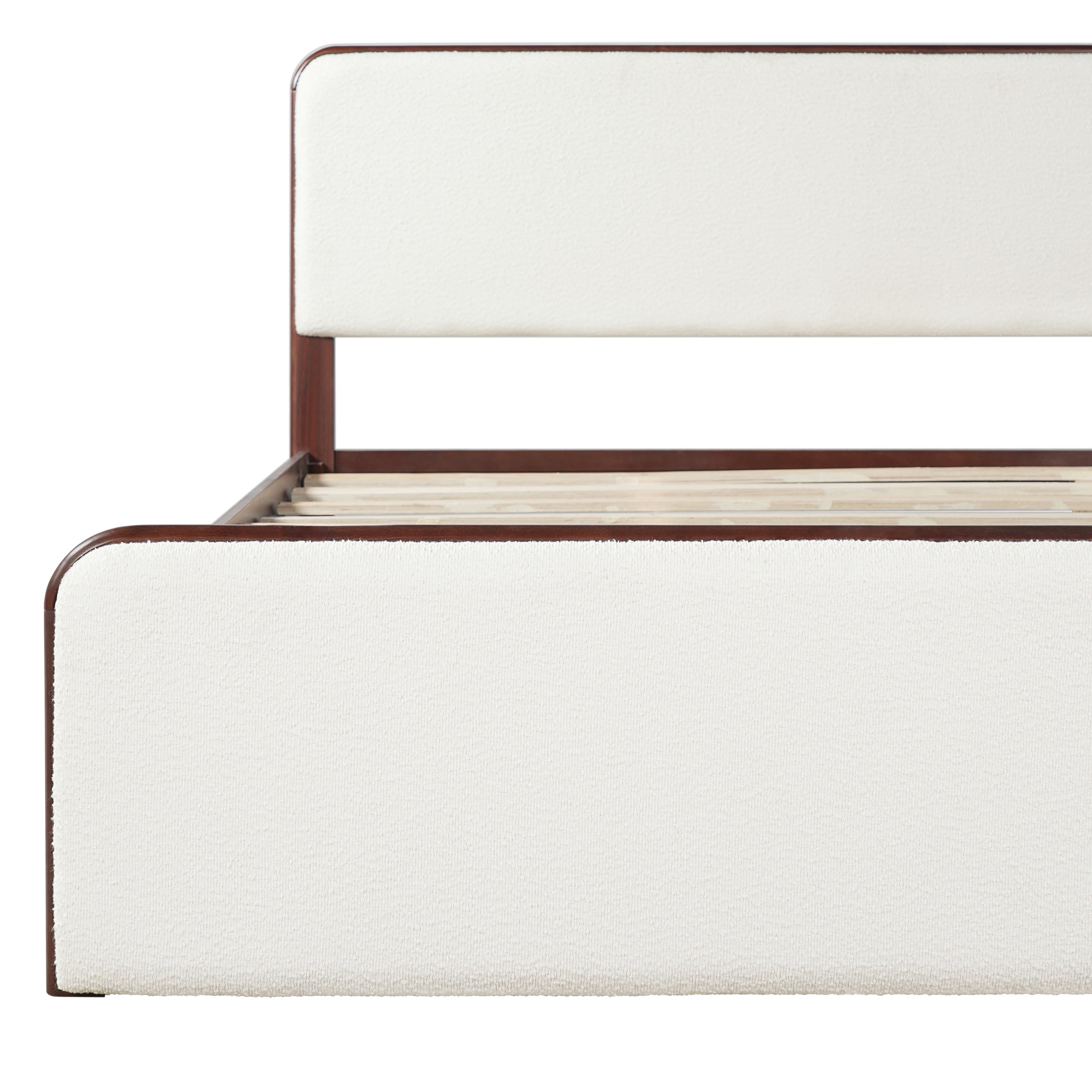 Christopher Knight Home Modern King Wood Bed Frame with Upholstered Headboard and Footboard, Walnut