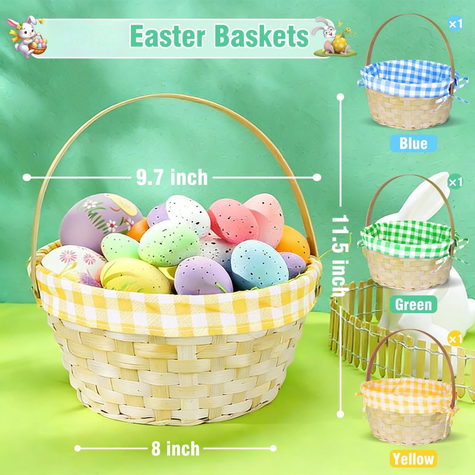 3 Easter Baskets With Plaid Lining And Handle Bunny Gifts For Egg Hunt  Party Filling Favors Spring Outdoor Activity Prizes