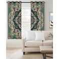 thumbnail image 2 of Beige Turquoise Boho Blackout Curtains for Bedroom Living Room Darkening Curtains 84 Inch Length 2 Panels Set Medieval Vintage Ethnic Floral Window Curtain Window Treatment Grommet Drapes 42"x84", 2 of 9