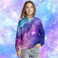 thumbnail image 7 of ZXLBBD Girls Galaxy Print Hooded Sweatshirts Soft Long Sleeve Pullover with Front Pockets for Kids Outerwear Comfort Loose Casual Schoolwear, 7 of 7