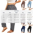 thumbnail image 3 of Vynhevius Womens High Rise Pants Plus Size Wide Leg Smocked Elastic Waistband Casual Relaxed Trousers Solid Color Vacation Bottoms, 3 of 7