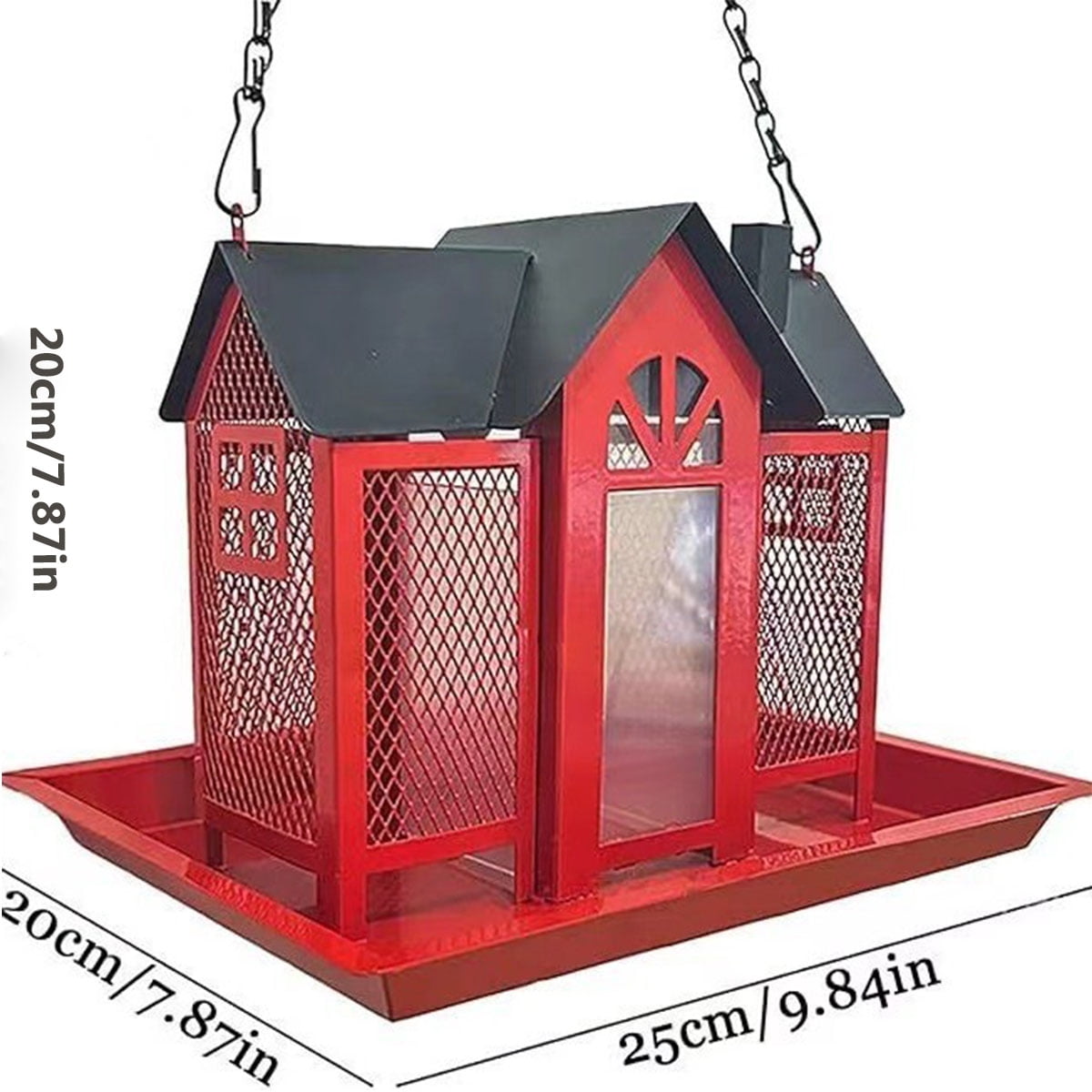 Bird Feeders for Uutdoors Hanging, Bird Houses for Outside, Metal Mesh Wild Bird Feeder with 3 Feeders for Finch Cardinal Chickadee, Large Capacity, Weatherproof and Durable