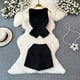 thumbnail image 3 of Conjunto de dos piezas de pantalones cortos para mujer, chaleco sin mangas, Blazer fresco, pantalones cortos de pierna ancha, cintura alta, informal, negro, Verano, 3 of 5