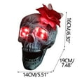 thumbnail image 2 of Halloween Skeleton Realistic Human Skull Head Bone Model With Flower And Glowing Eyes Human Anatomy Head Skeleton Model Human Skeleton Statue Halloween Decor, 2 of 6