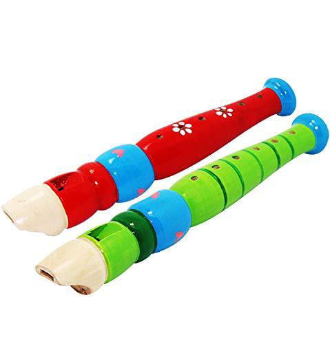 Wood Flute kid Children Music toy Musical Educational Gift Painted 20cm 