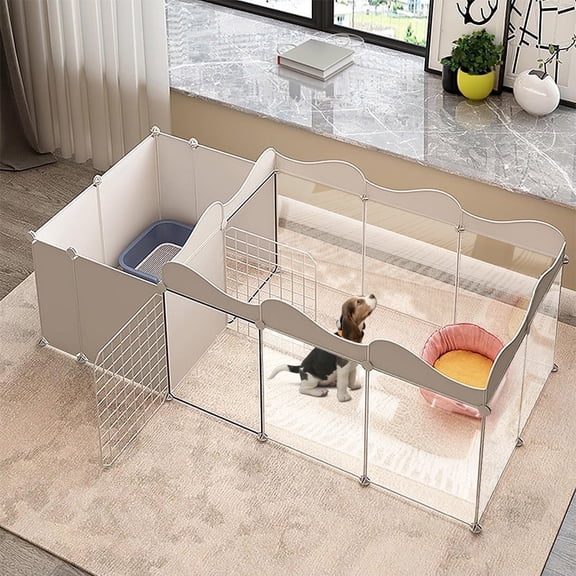 Aqwiopr Transparent Dog Playpen, Pet Fence Outdoor/Indoor Dog Sports Portable Puppy Rabbit Fence