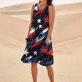 thumbnail image 4 of Women's Boho Round Neck Dress, Sleeveless Flowy Summer Sundress with Patriotic Theme, Ideal for Beach Weddings and Parties,Black L, 4 of 5