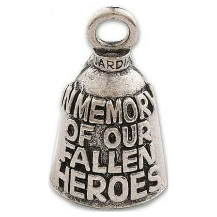 Guardian Bell, Metal, In Memory of Our Fallen Heroes, Military Field Cross, Motorcycle Rider, Biker, Good Luck Bell, .75" x 1"