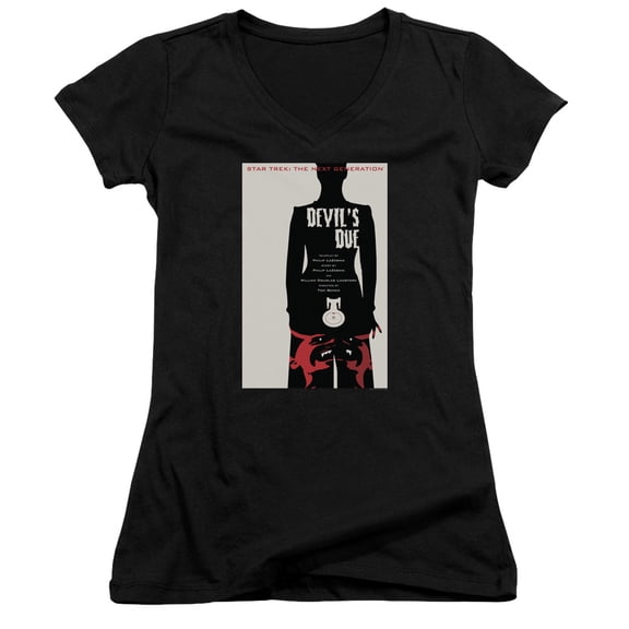 Star Trek Tng Season 4 Episode 13 Junior Women's V-Neck T-Shirt Black