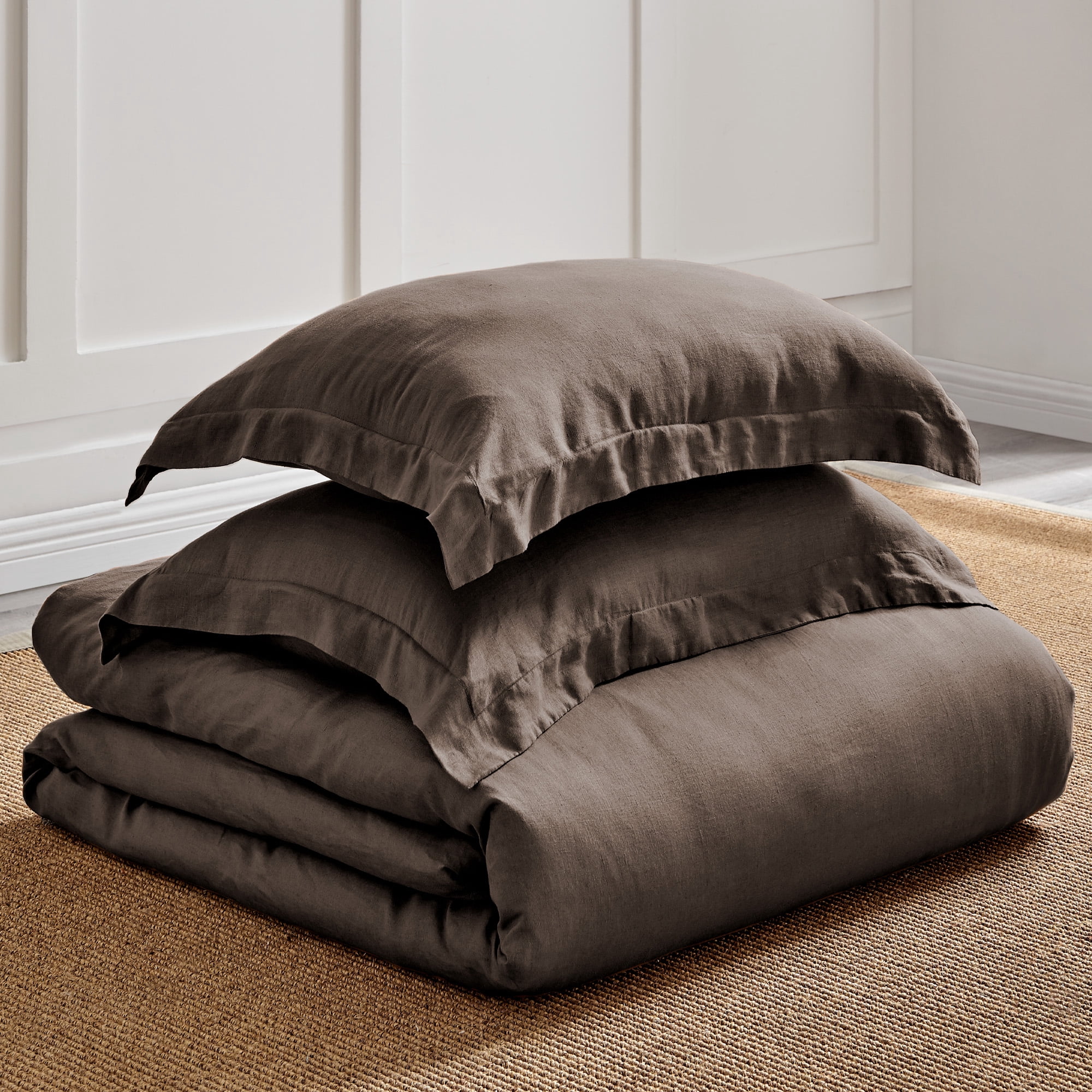 Levtex Home - 100% Linen - Queen Duvet Cover - Washed Linen - Cocoa - Duvet Cover Size (90x94in.)