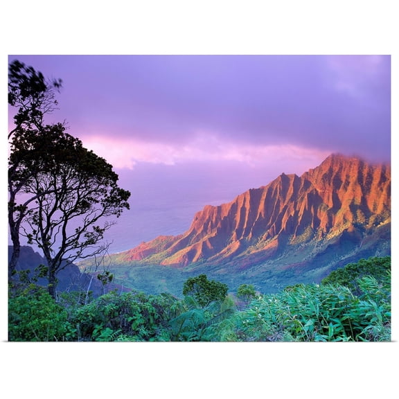 Great BIG Canvas | Rolled Greg Vaughn Poster Print entitled Hawaii, Kauai, Na Pali Coast, Kalalau Valley, Kaaalahina Ridge
