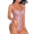 thumbnail image 4 of Henpk New Arrivals 2024 Now Trending 2024 Sexy Lingerie For Women Naughty For Sex Lingerie Plus Size Clearance Ladies Fashion Sexy Lingerie Color Mesh Hollow Sexy Lacing Strap Jumpsuit Pink XL, 4 of 6