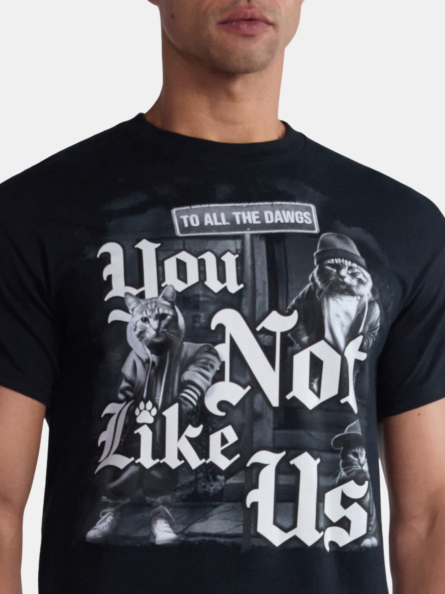 Humor Men's and Big Men's Cats You Not Like Us Cotton Graphic Tee Shirt, Sizes S-3XL