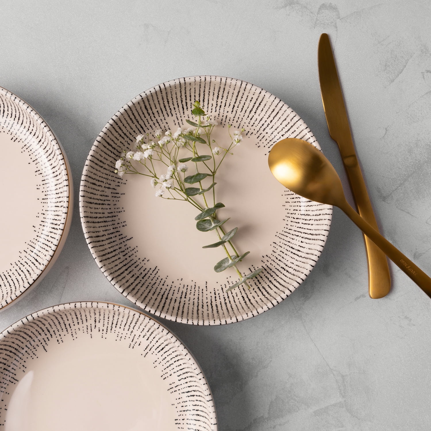 VALIEM BOWL-Ｌ Thyme & Table Ceramic Low Bowls Set of 4, Stoneware Salad