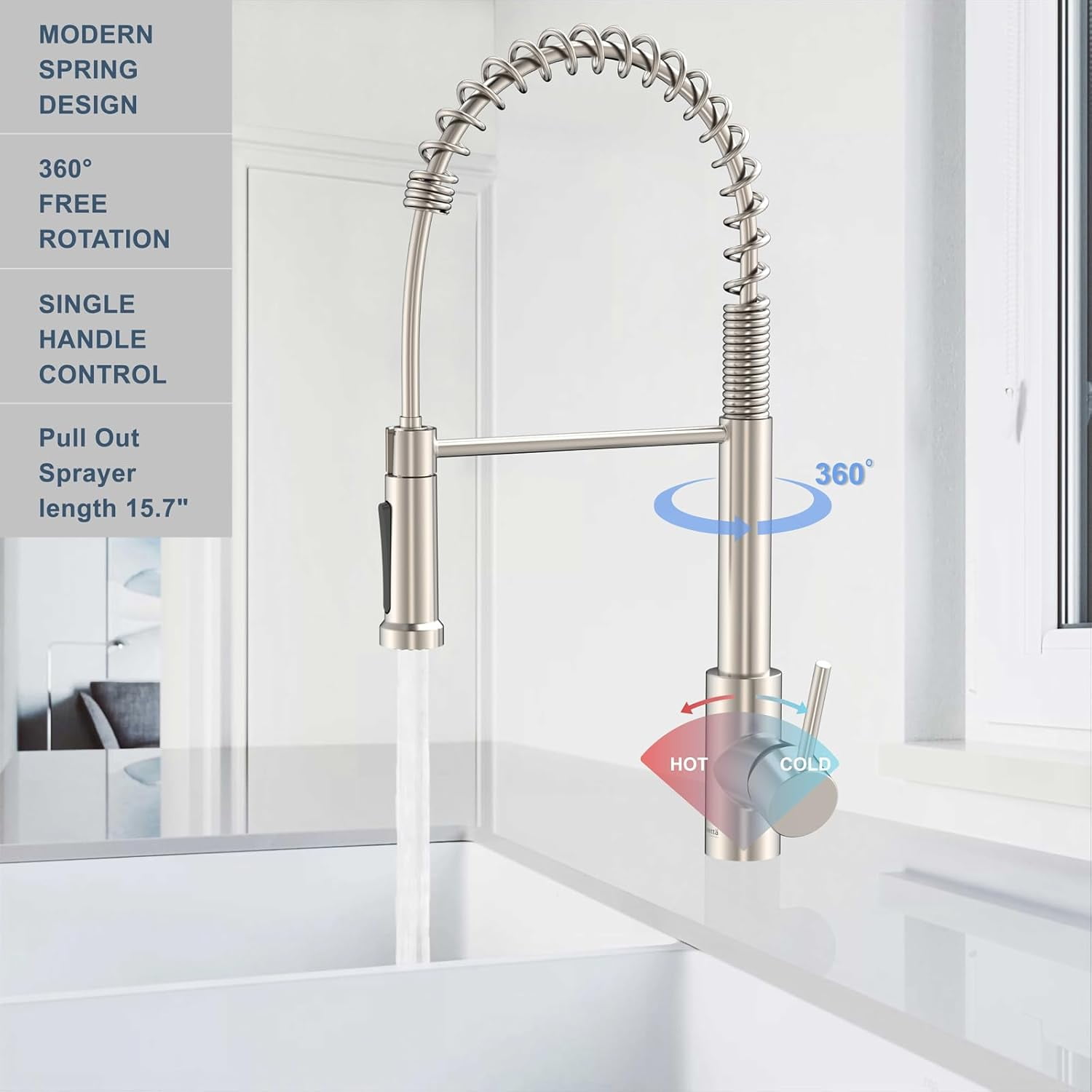 VETTA Silver Kitchen Faucet with Lever Handle